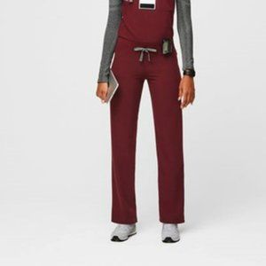 Figs Livingston Burgundy Scrub Pants Straight Leg T21003 Women's Size XS